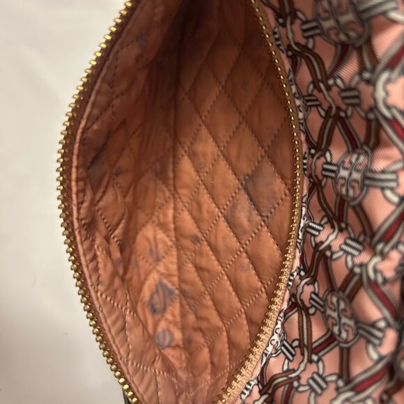 Tory Burch Pink Piper Printed Small Backpack Purse Logo Nylon Leather Trim - Picture 6 of 7